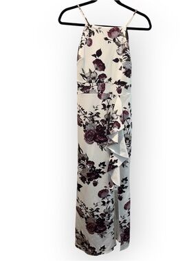 Sweet Storm White Maxi Skirt with Plum Floral